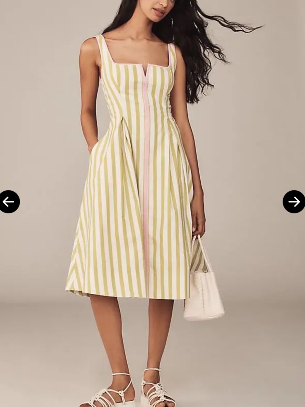 NWT Anthropologie/Maeve Arlette Striped Square-Neck Midi Dress XS